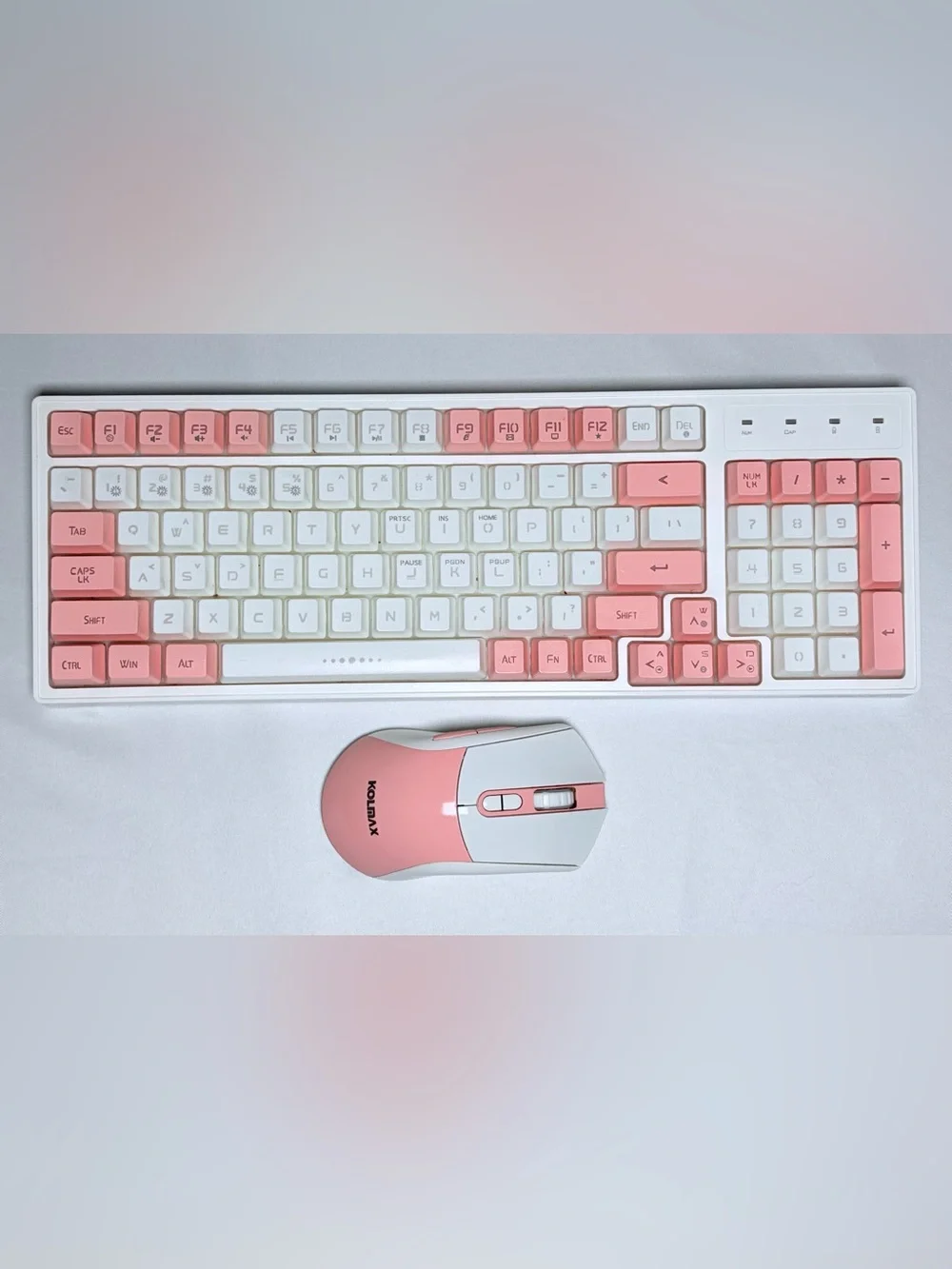 Kolmax CK98 Pink White Wireless Gaming Keyboard Mouse Combo Very Good